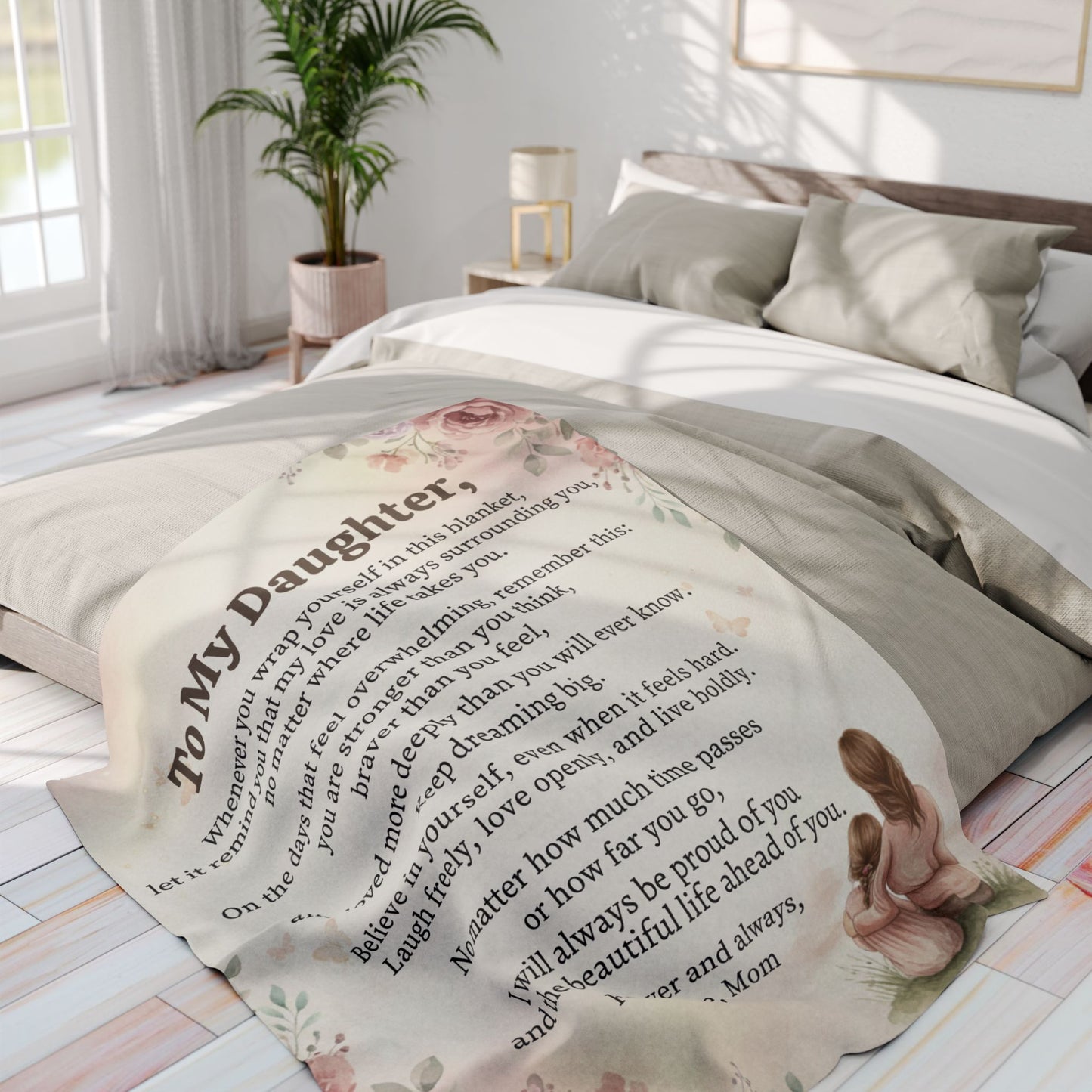 To My Daughter Fleece Blanket ⎯ "When You Wrap Yourself" Inspirational Keepsake from Mom