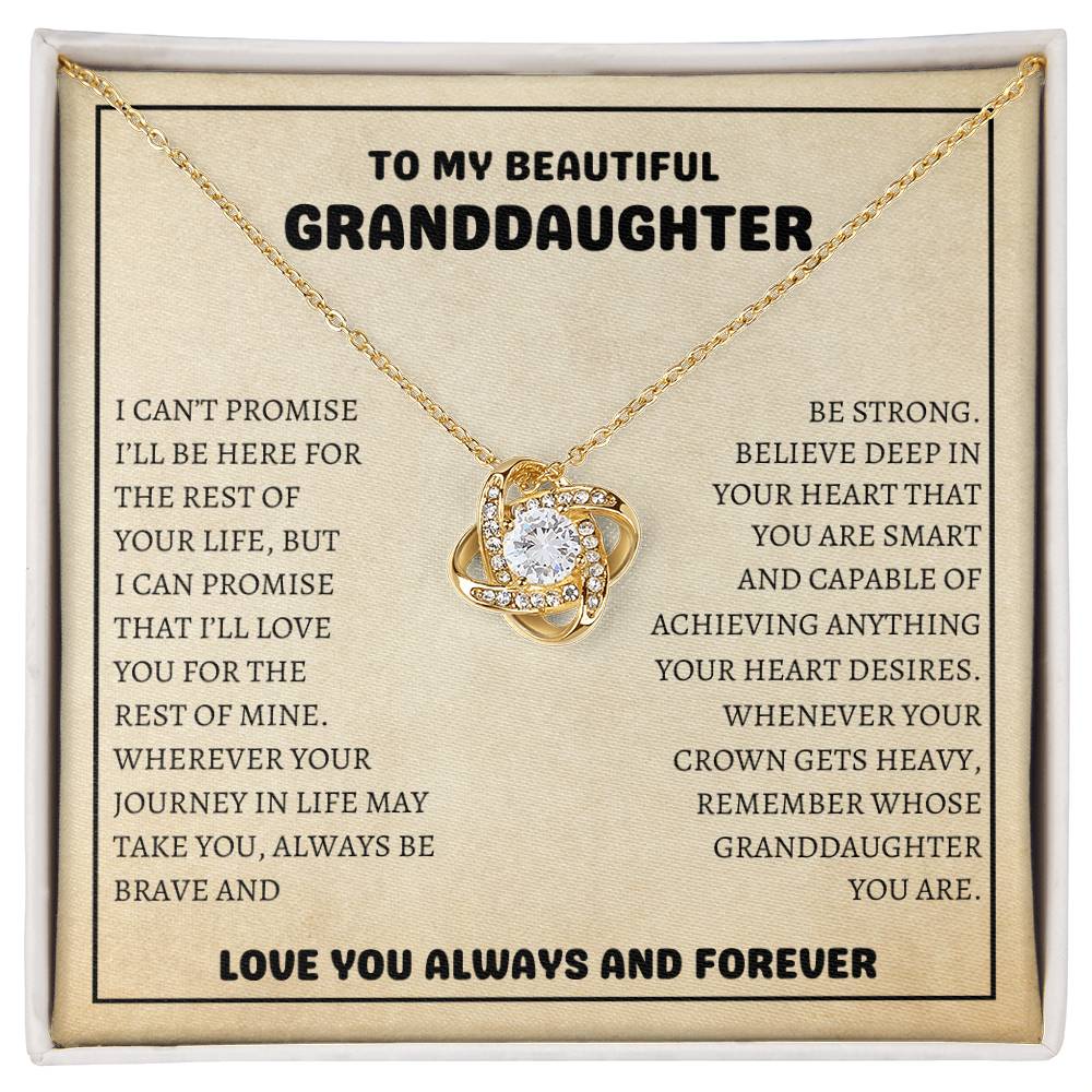 To My Beautiful Granddaughter - Always Be Brave And Be Strong - Love Knot Necklace