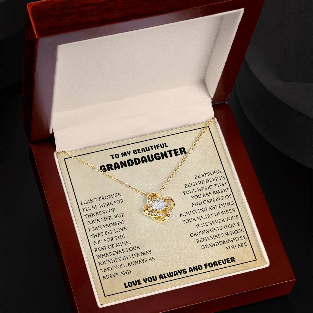 To My Beautiful Granddaughter - Always Be Brave And Be Strong - Love Knot Necklace
