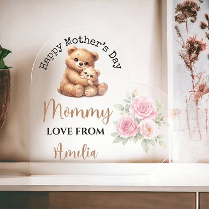 Personalized “Mother's Day” Acrylic Heart Plaque | Custom Name Mother’s Day Gift from Kids | Gift for Mom, Mommy, Mama, Grandma