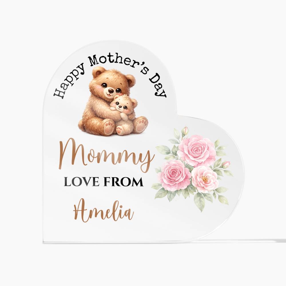 Personalized “Mother's Day” Acrylic Heart Plaque | Custom Name Mother’s Day Gift from Kids | Gift for Mom, Mommy, Mama, Grandma