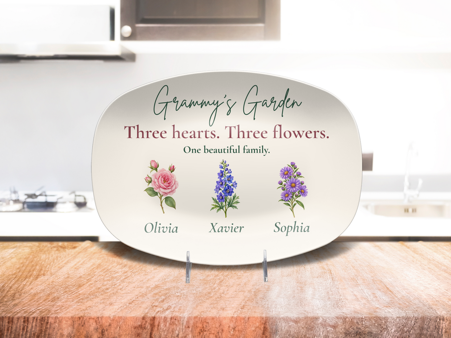 Personalized Grammy's Garden Birth Flower Platter – Custom Grandchildren Gift