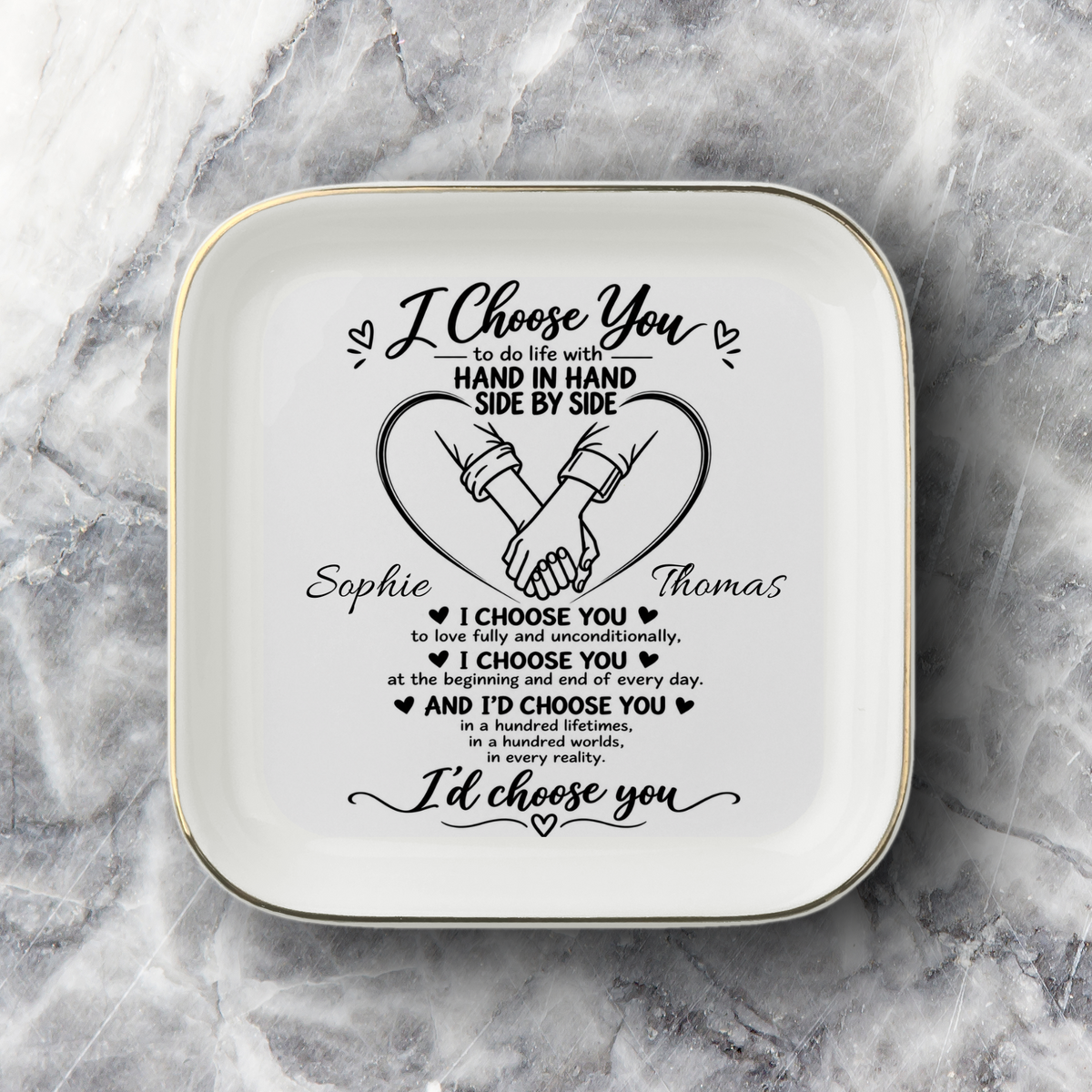 Personalized I Choose You | Heart Hands Jewelry Dish