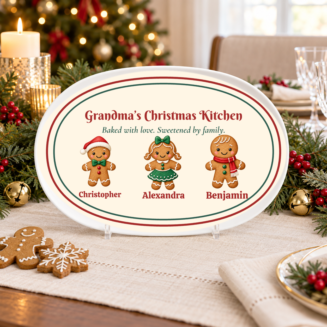 Personalized Grandma Christmas Gingerbread Platter