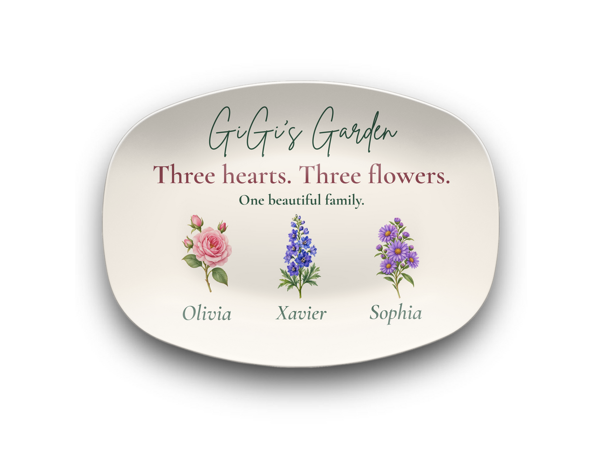 Personalized GiGi's Garden Birth Flower Platter – Custom Grandchildren Gift