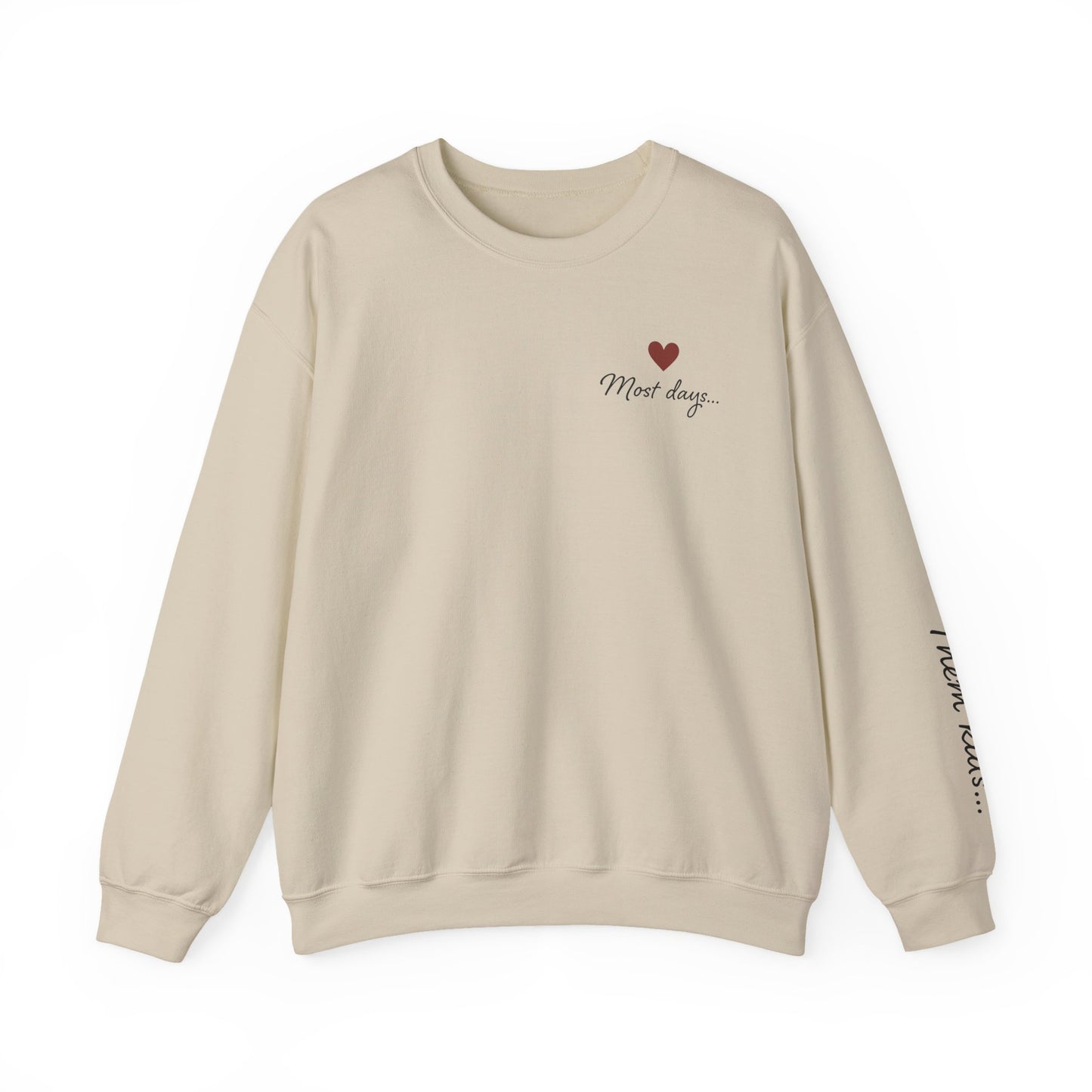 Most Days Motherhood Sweatshirt • Vertical Sleeve “Them Kids…” Script • Funny Mom Shirt • Boutique Cream Pullover • Cozy Minimalist Momlife Crewneck • Parent Humor Gift