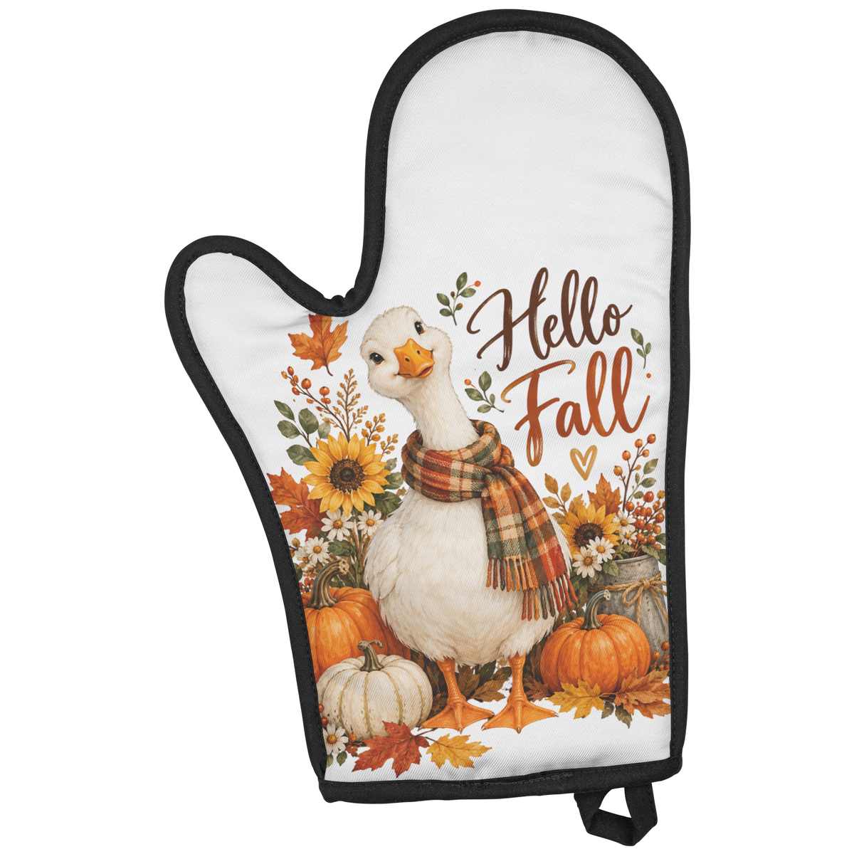 Hello Fall Goose Kitchen Set – Matching Hand Towel & Oven Mitt
