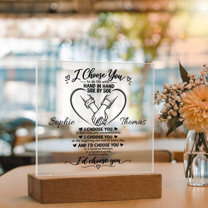 Personalized I Choose You Acrylic Plaque | Couples LED Gift