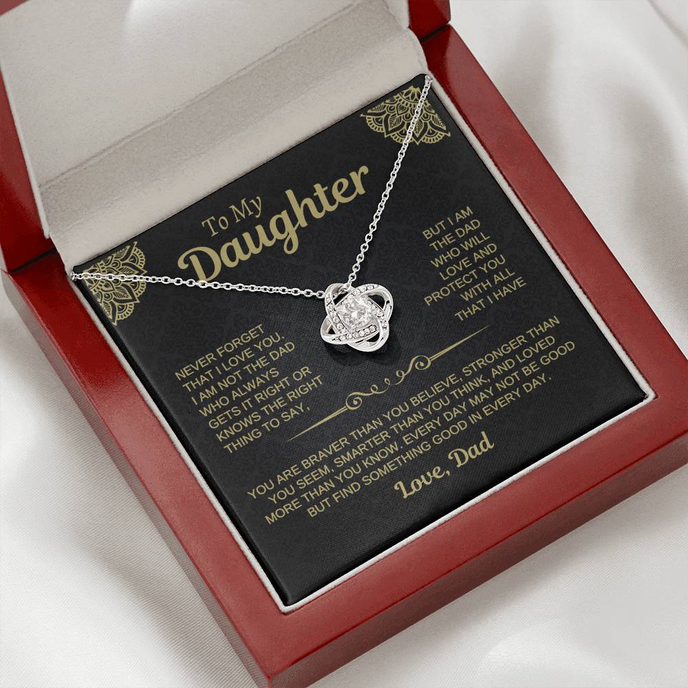 To My Daughter Love Dad Necklace Card • Black Gold Gift from Father • Birthday Graduation Christmas Daughter Jewelry Message