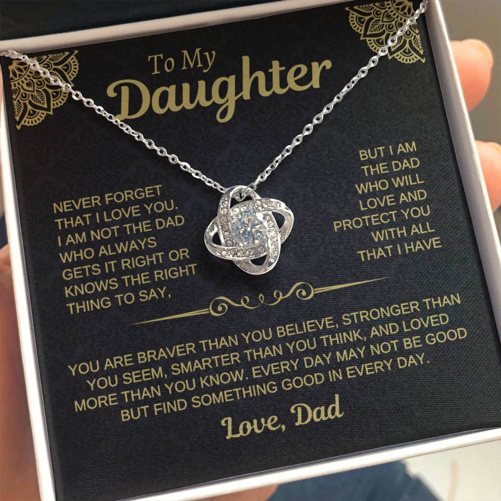 To My Daughter Love Dad Necklace Card • Black Gold Gift from Father • Birthday Graduation Christmas Daughter Jewelry Message