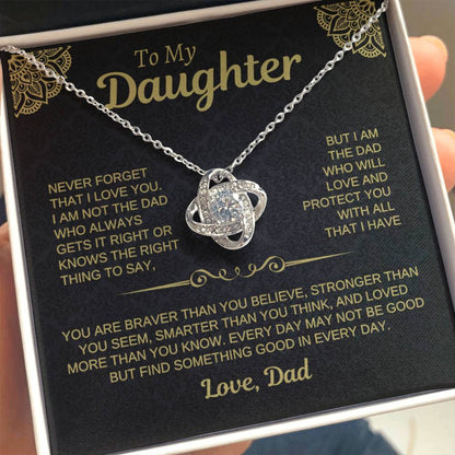 To My Daughter Love Dad Necklace Card • Black Gold Gift from Father • Birthday Graduation Christmas Daughter Jewelry Message