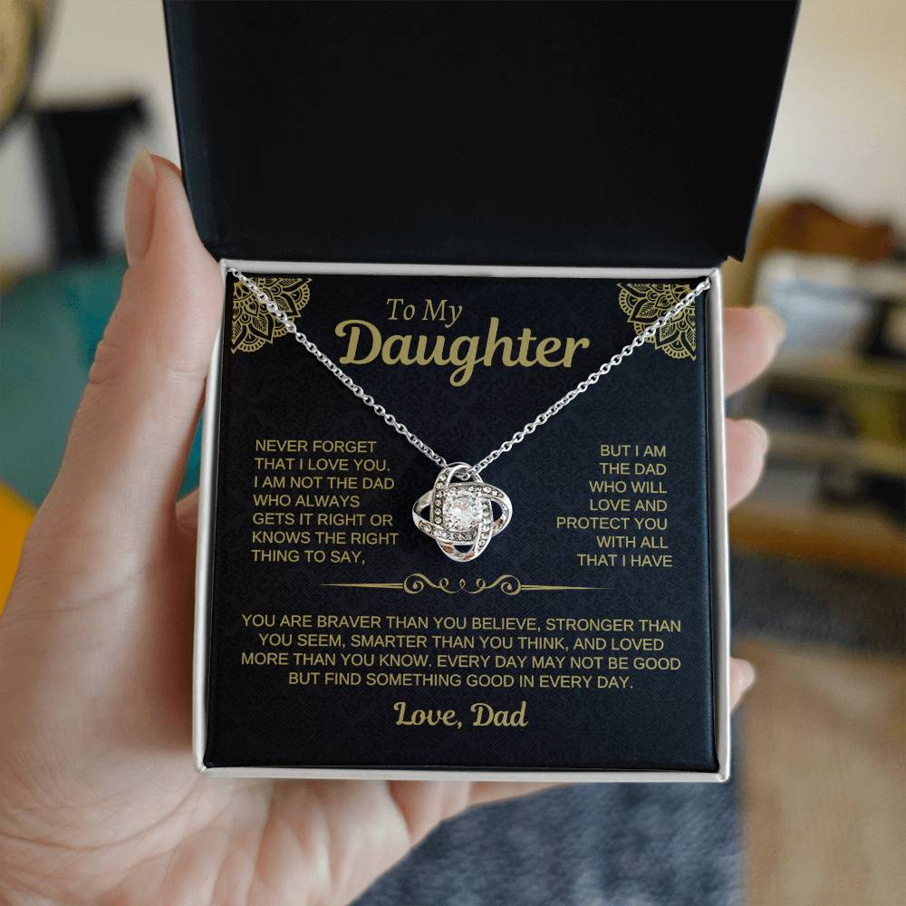 To My Daughter Love Dad Necklace Card • Black Gold Gift from Father • Birthday Graduation Christmas Daughter Jewelry Message