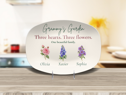Personalized Grammy's Garden Birth Flower Platter – Custom Grandchildren Gift