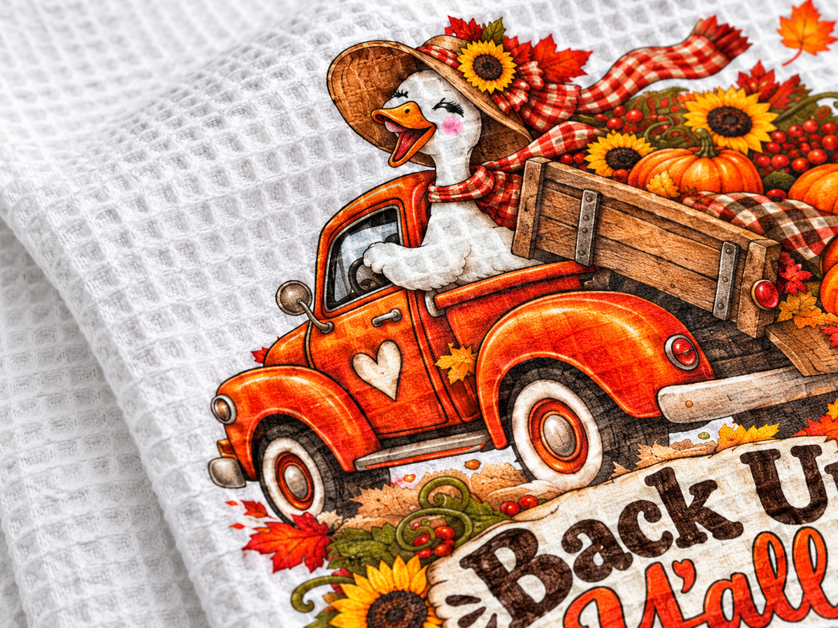 Back Up Y’all It’s Fall Waffle Weave Kitchen Hand Towel