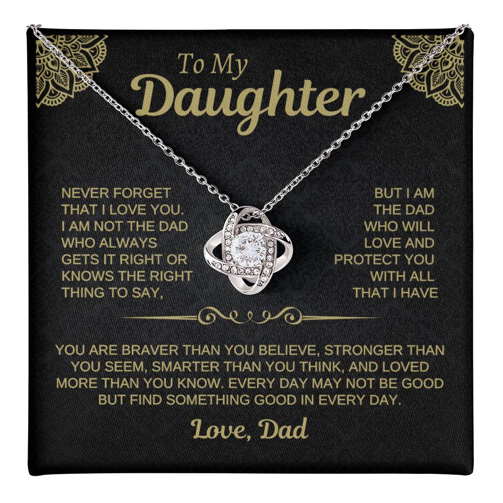 To My Daughter Love Dad Necklace Card • Black Gold Gift from Father • Birthday Graduation Christmas Daughter Jewelry Message