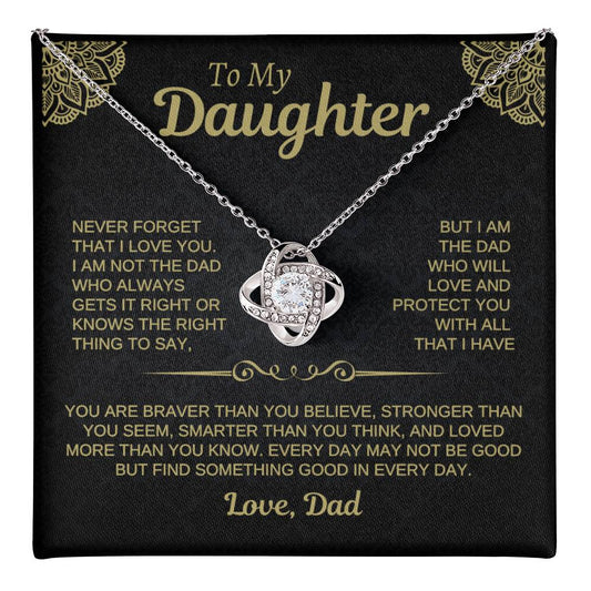 To My Daughter Love Dad Necklace Card • Black Gold Gift from Father • Birthday Graduation Christmas Daughter Jewelry Message