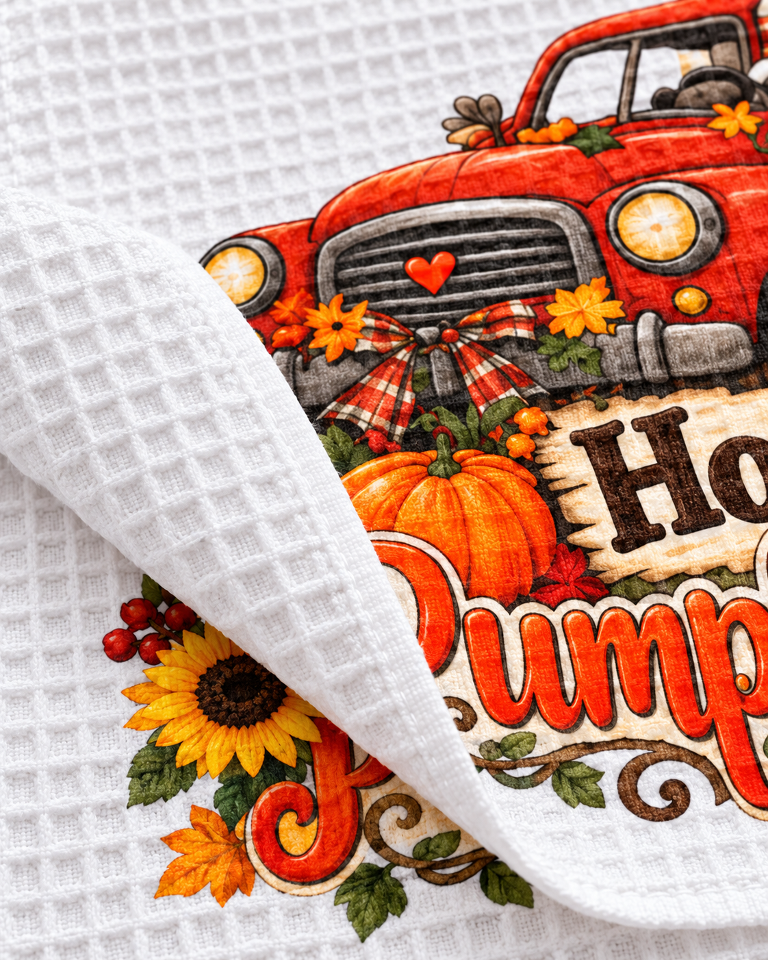 Honk for Pumpkin Season Waffle Weave Kitchen Hand Towel