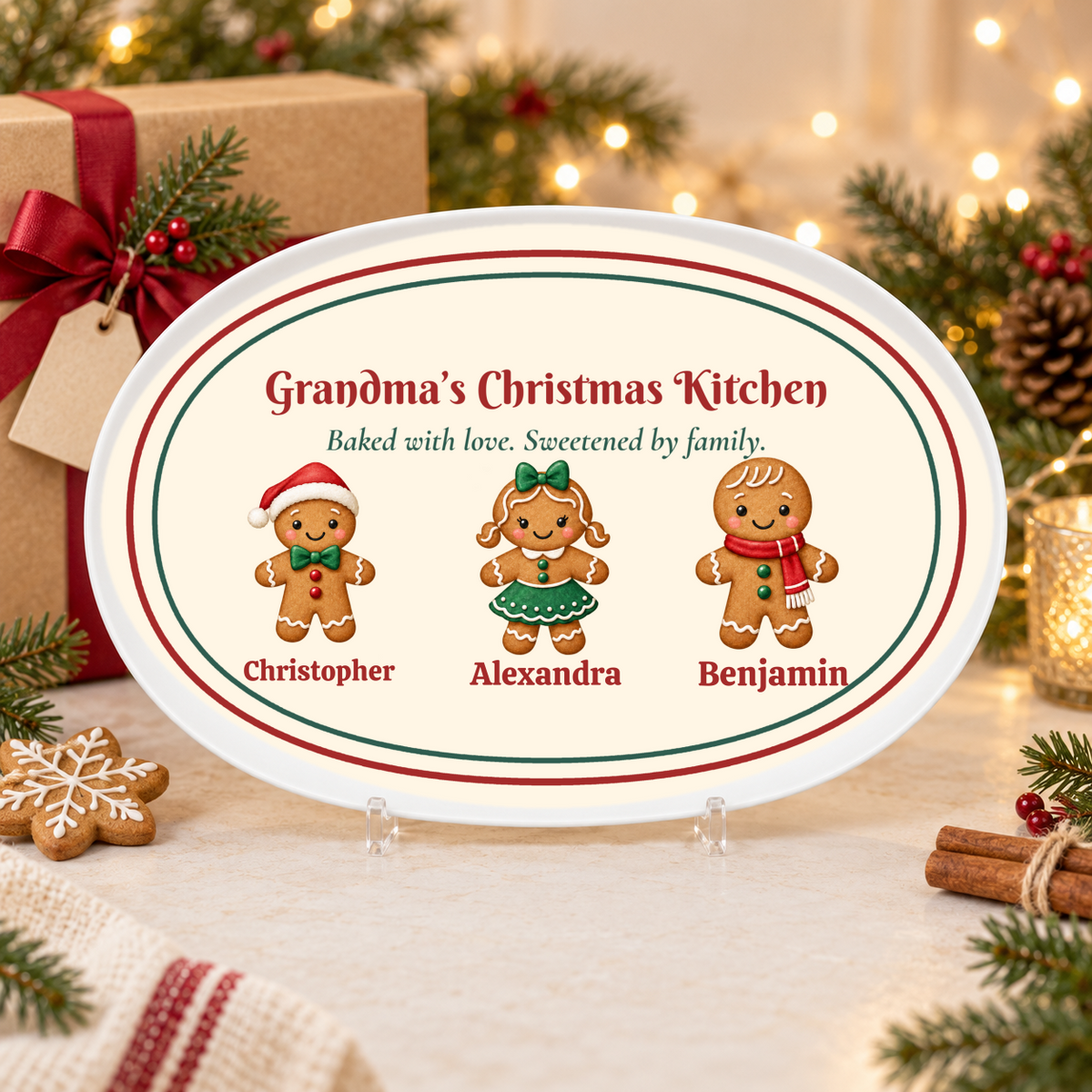 Personalized Grandma Christmas Gingerbread Platter