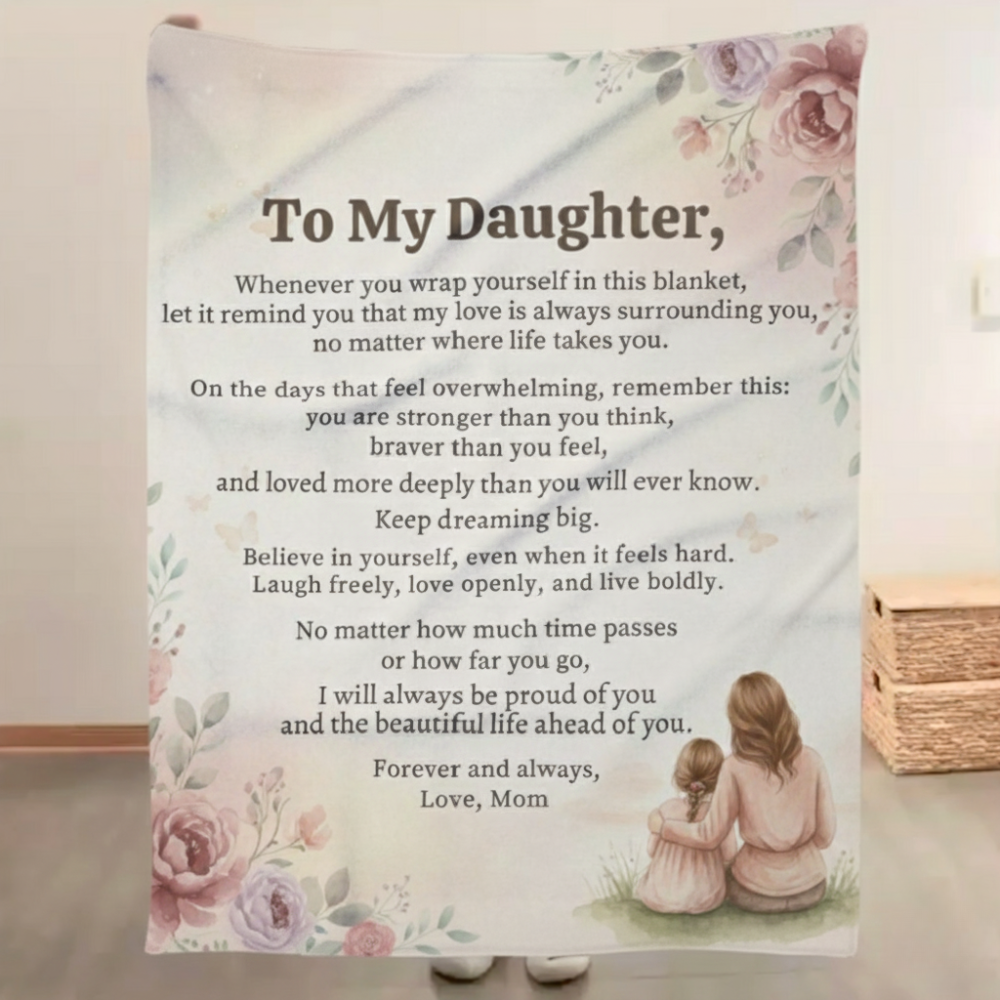 To My Daughter Fleece Blanket ⎯ "When You Wrap Yourself" Inspirational Keepsake from Mom