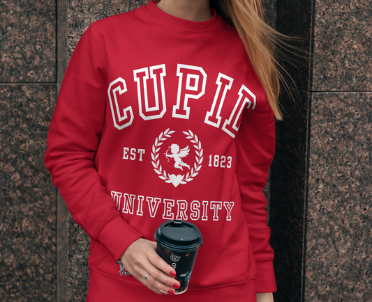 Cupid University Crewneck Sweatshirt, Cute Valentine's Day Shirt, Funny College Sweater, Cupid University Sweater