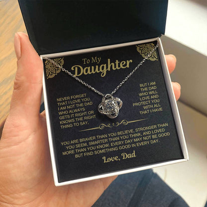 To My Daughter Love Dad Necklace Card • Black Gold Gift from Father • Birthday Graduation Christmas Daughter Jewelry Message