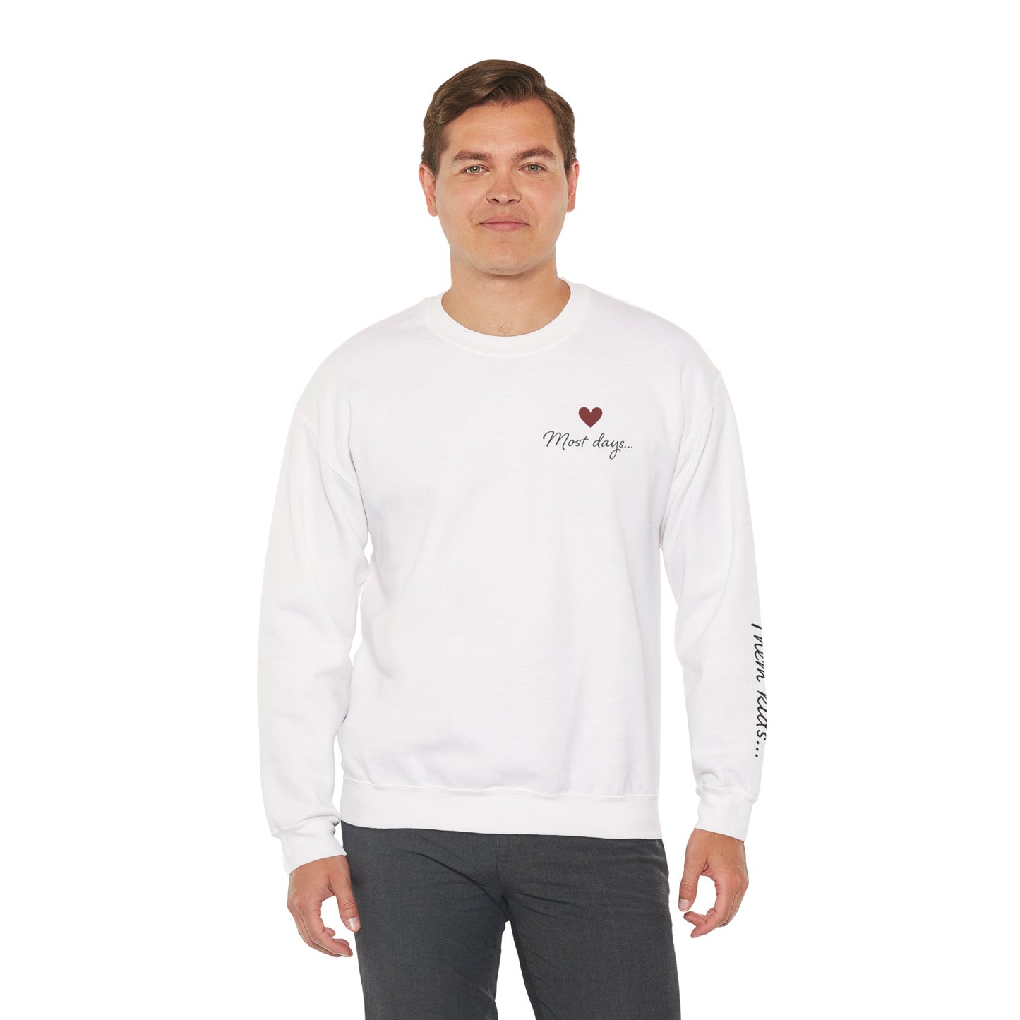 Most Days Motherhood Sweatshirt • Vertical Sleeve “Them Kids…” Script • Funny Mom Shirt • Boutique Cream Pullover • Cozy Minimalist Momlife Crewneck • Parent Humor Gift
