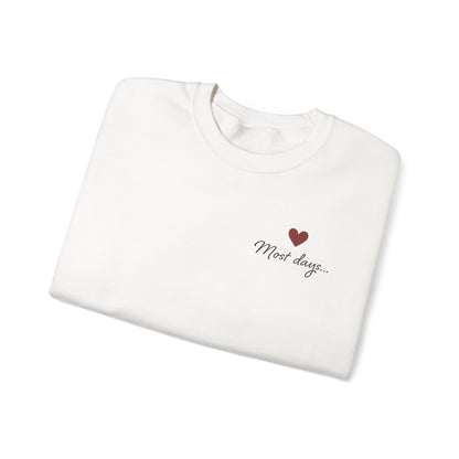 Most Days Motherhood Sweatshirt • Vertical Sleeve “Them Kids…” Script • Funny Mom Shirt • Boutique Cream Pullover • Cozy Minimalist Momlife Crewneck • Parent Humor Gift