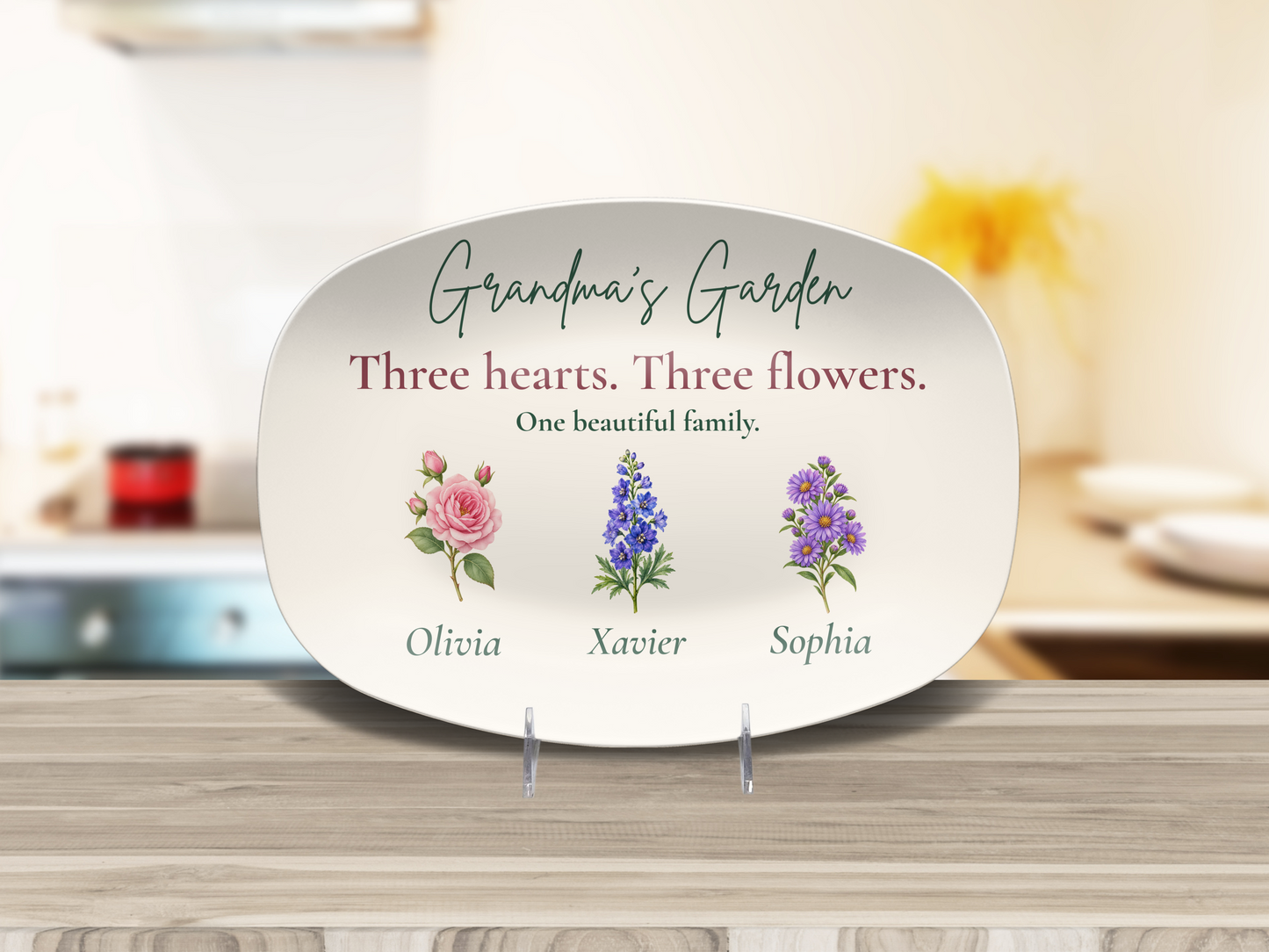 Personalized Grandma's Garden Birth Flower Platter – Custom Grandchildren Gift
