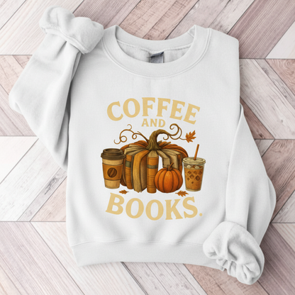 Coffee and Books Cozy Reader T-Shirt/Sweatshirt/Hooded Sweatshirt • Book Club Gift for Women • Autumn Coffee Lover Graphic Tee