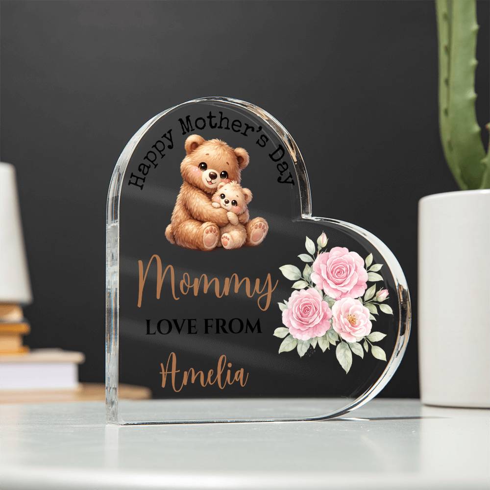 Personalized “Mother's Day” Acrylic Heart Plaque | Custom Name Mother’s Day Gift from Kids | Gift for Mom, Mommy, Mama, Grandma