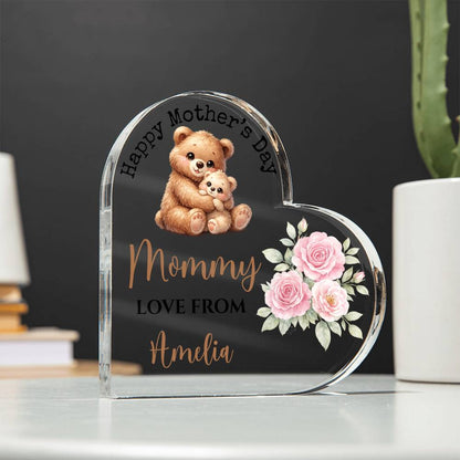 Personalized “Mother's Day” Acrylic Heart Plaque | Custom Name Mother’s Day Gift from Kids | Gift for Mom, Mommy, Mama, Grandma