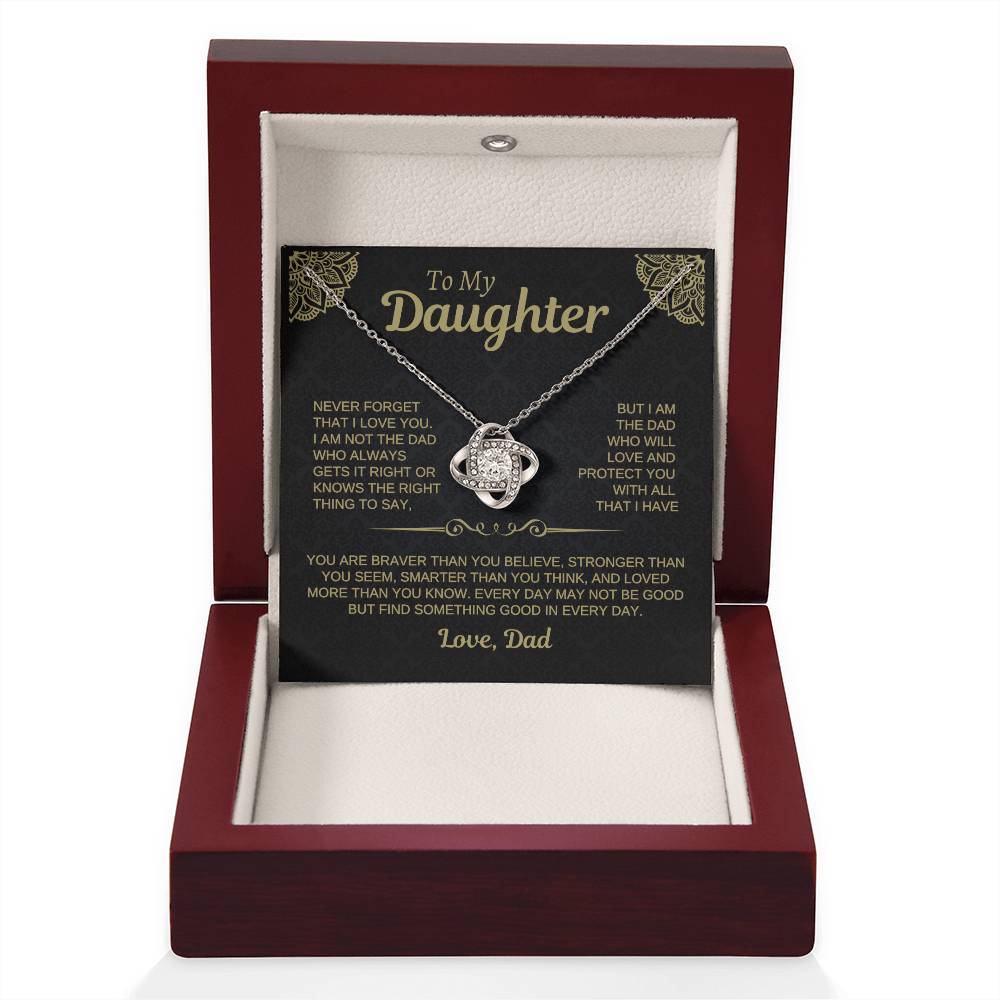 To My Daughter Love Dad Necklace Card • Black Gold Gift from Father • Birthday Graduation Christmas Daughter Jewelry Message