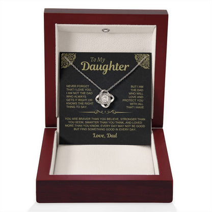 To My Daughter Love Dad Necklace Card • Black Gold Gift from Father • Birthday Graduation Christmas Daughter Jewelry Message