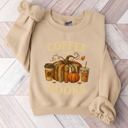 Coffee and Books Cozy Reader T-Shirt/Sweatshirt/Hooded Sweatshirt • Book Club Gift for Women • Autumn Coffee Lover Graphic Tee