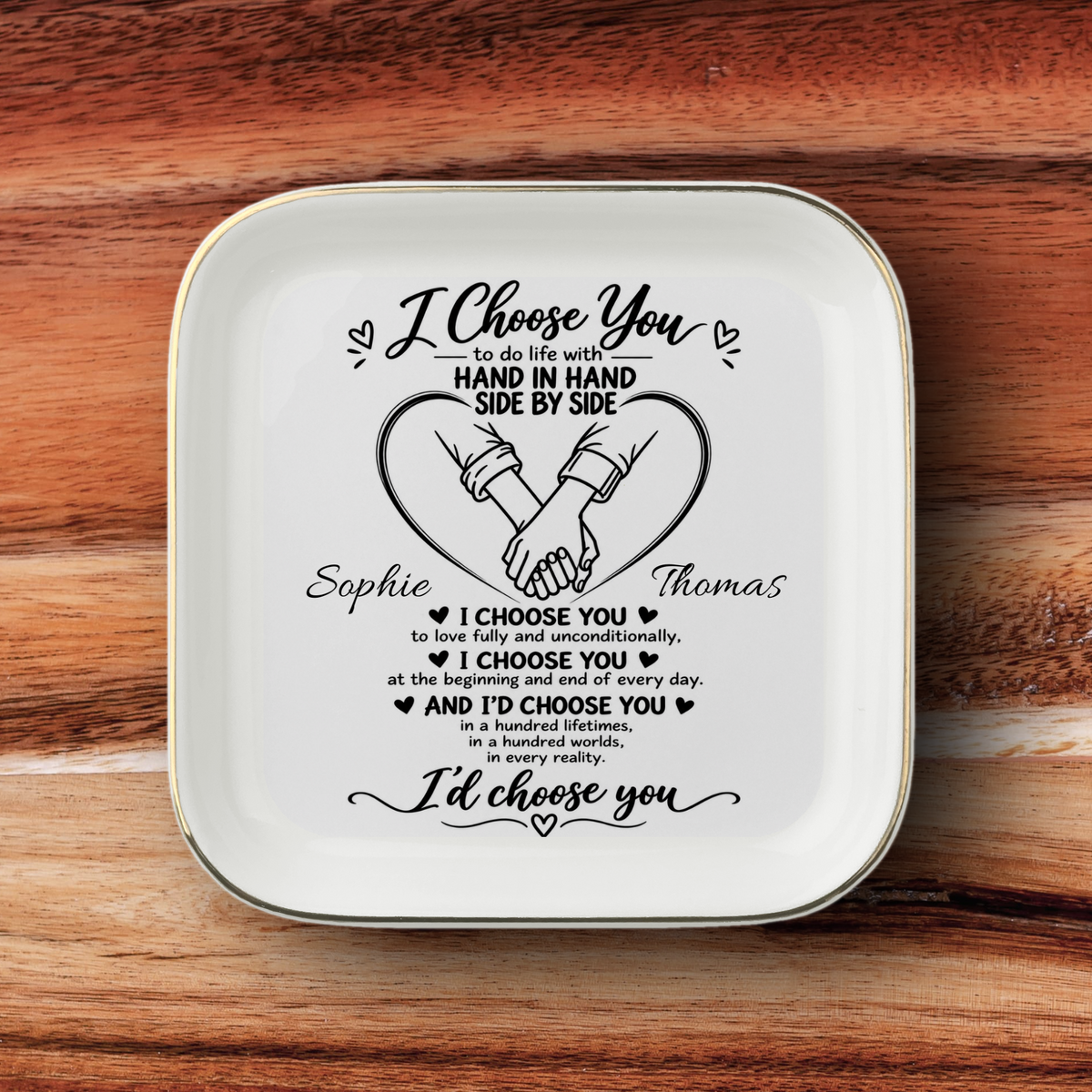 Personalized I Choose You | Heart Hands Jewelry Dish