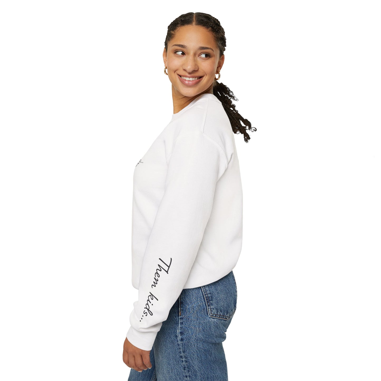 Most Days Motherhood Sweatshirt • Vertical Sleeve “Them Kids…” Script • Funny Mom Shirt • Boutique Cream Pullover • Cozy Minimalist Momlife Crewneck • Parent Humor Gift