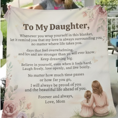 To My Daughter Fleece Blanket ⎯ "When You Wrap Yourself" Inspirational Keepsake from Mom