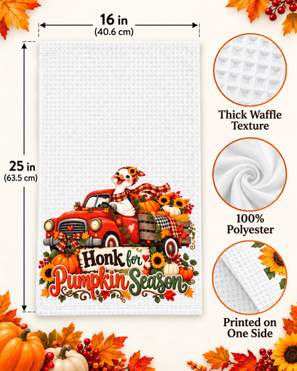Honk for Pumpkin Season Waffle Weave Kitchen Hand Towel