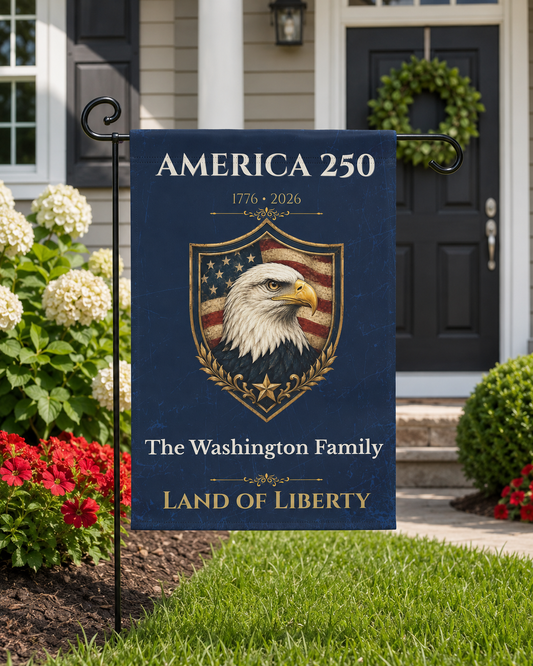 Personalized America 250 Garden Flag – Custom Family Name