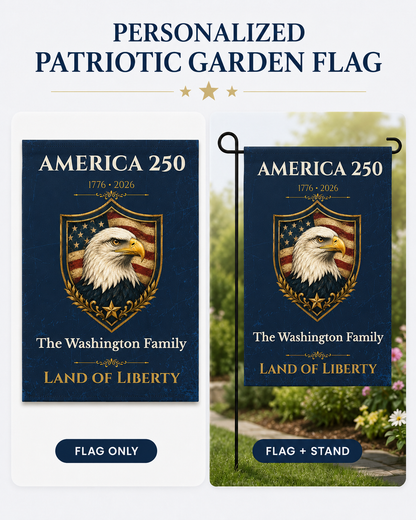 Personalized America 250 Garden Flag – Custom Family Name