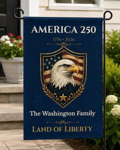 Personalized America 250 Garden Flag – Custom Family Name