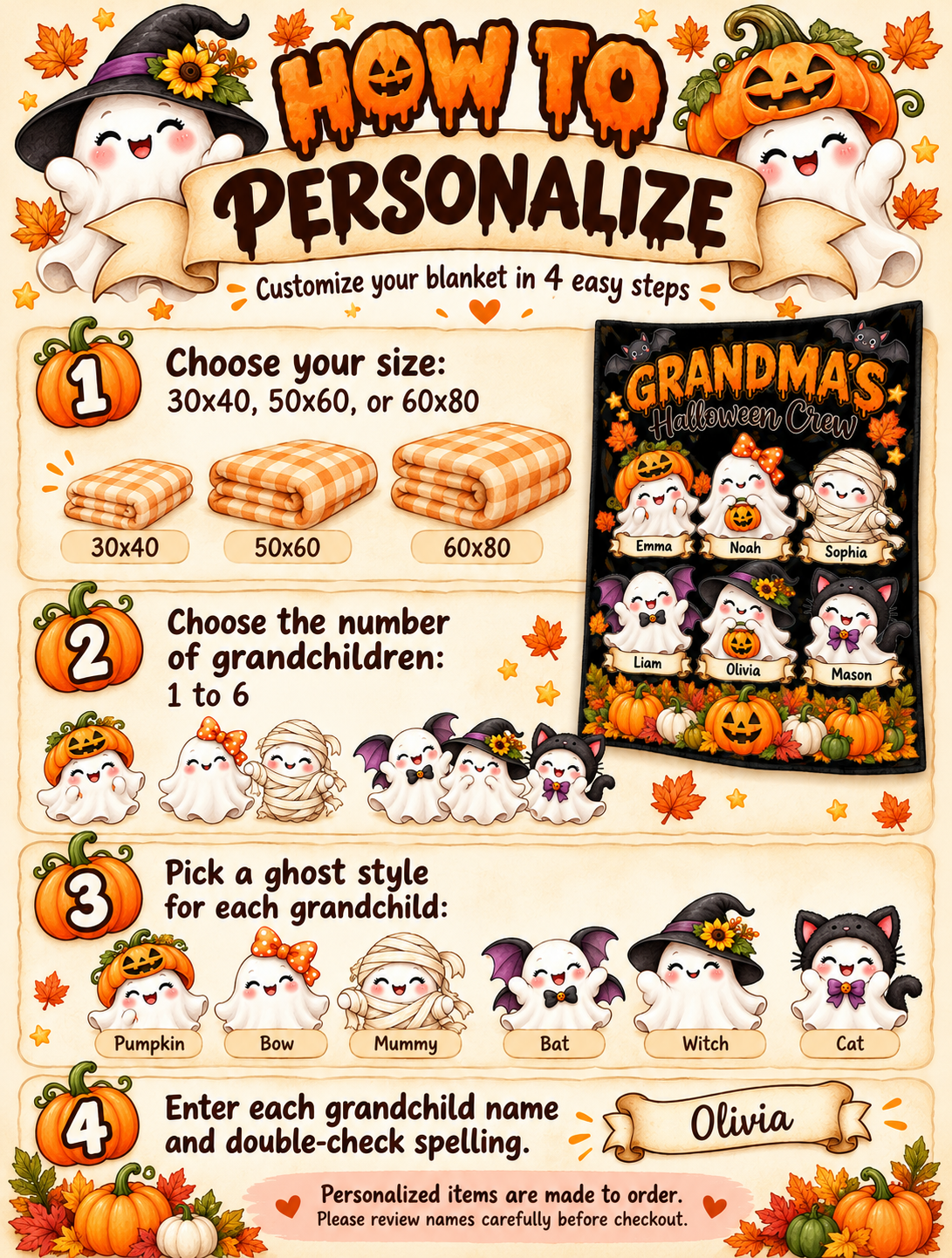 Personalized Grandma’s Halloween Crew Blanket
