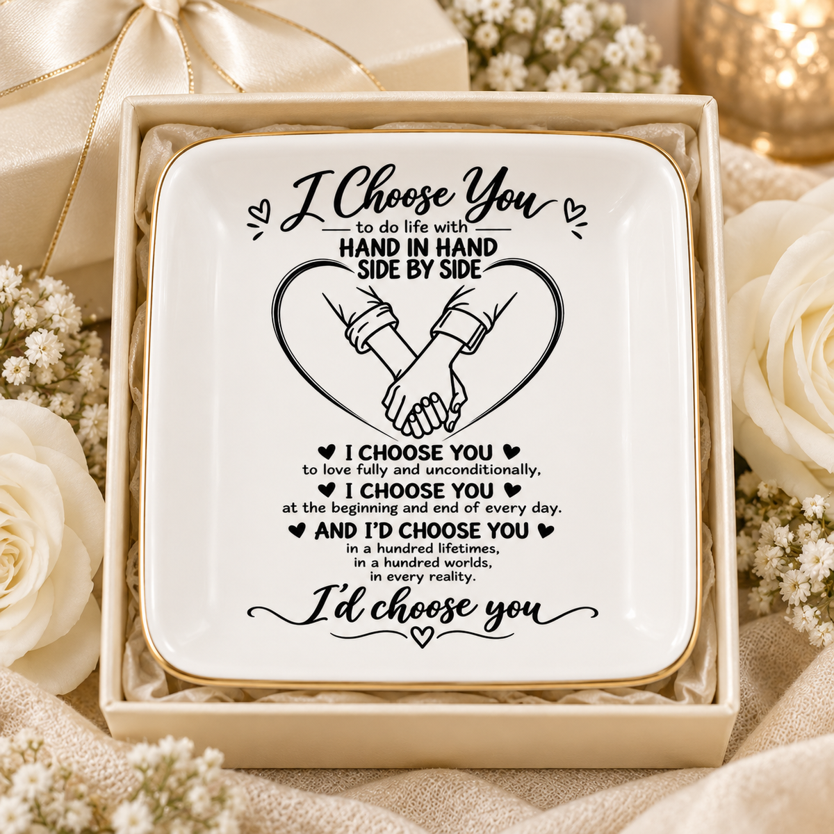 Personalized I Choose You | Heart Hands Jewelry Dish