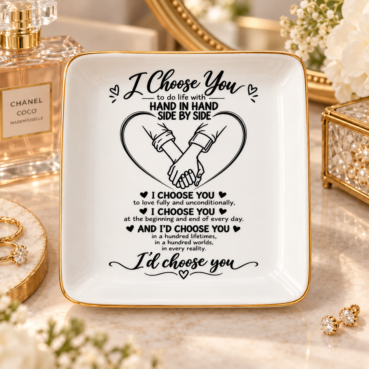 Personalized I Choose You | Heart Hands Jewelry Dish