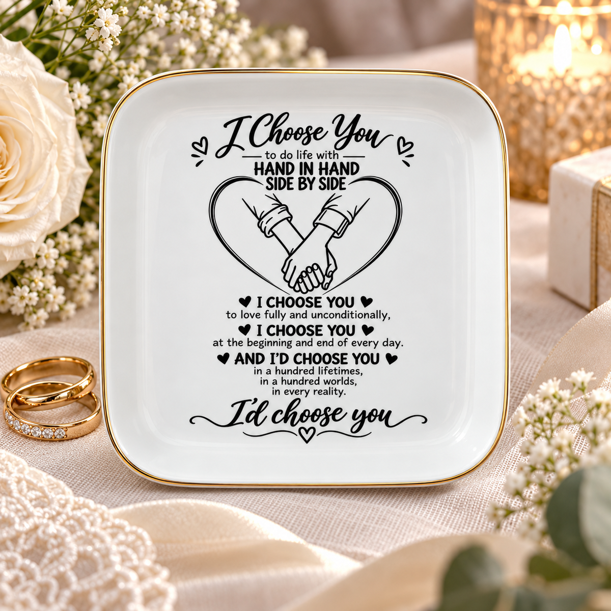 Personalized I Choose You | Heart Hands Jewelry Dish