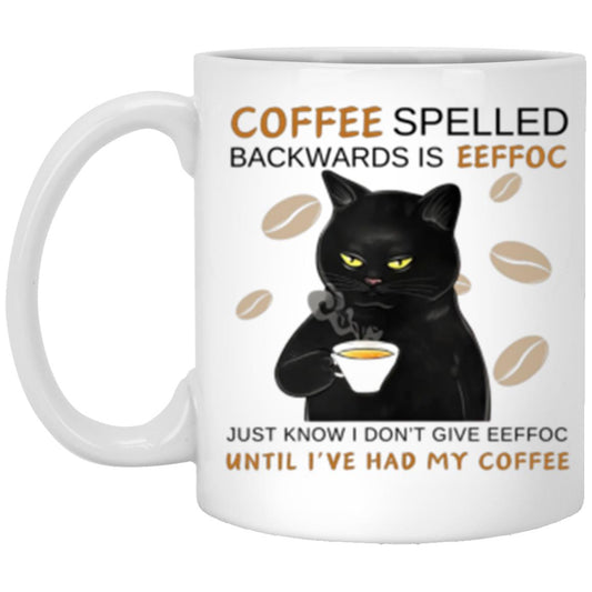 COFFEE SPELLED BACKWARDS 11oz White Mug