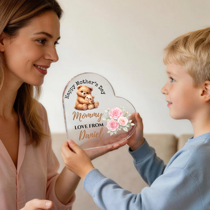 Personalized “Mother's Day” Acrylic Heart Plaque | Custom Name Mother’s Day Gift from Kids | Gift for Mom, Mommy, Mama, Grandma