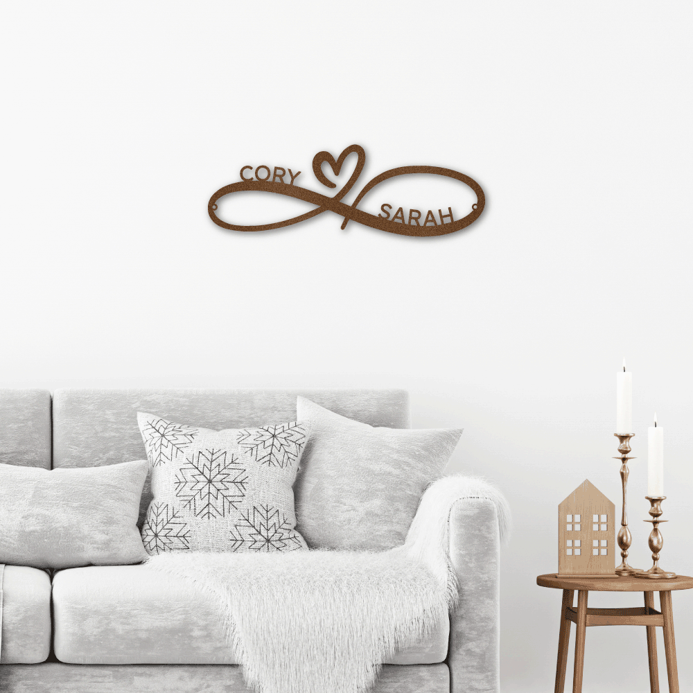 Personalized Infinity Couples Monogram - Steel Sign