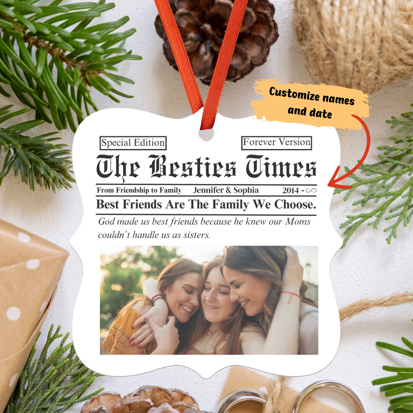 Personalized Besties Times |Bet Friends Forever | Christmas Ornament