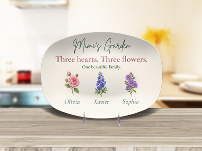 Personalized Mimi's Garden Birth Flower Platter – Custom Grandchildren Gift
